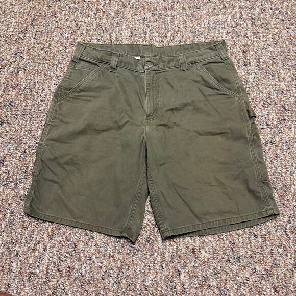 Carhartt Green Carpenter Shorts Size 36x10 Workwear Hamer Loop - Picture 1 of 6